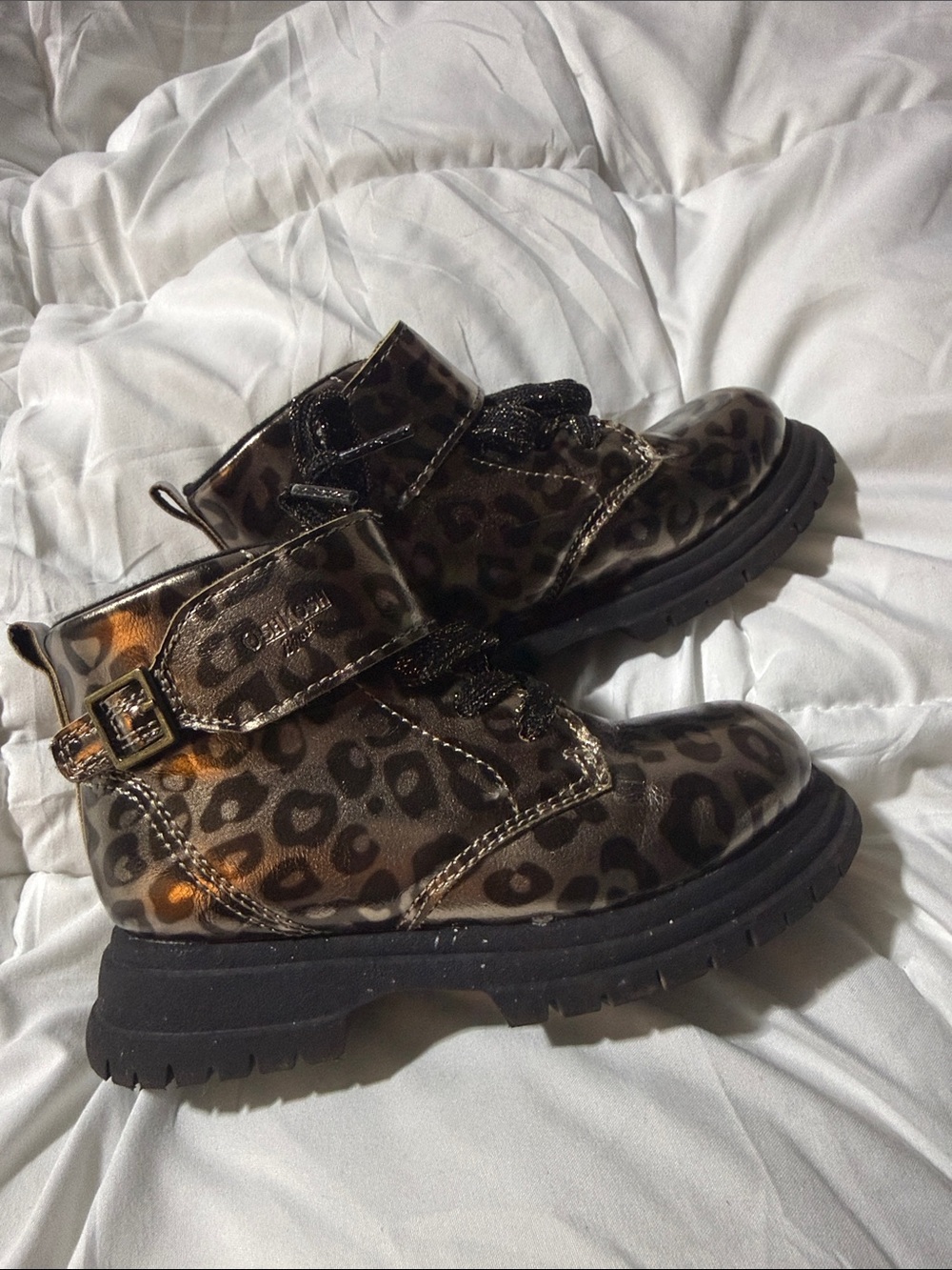 OshKosh B'gosh Leopard Print Ankle Boots - Brown/Black
